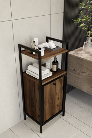 Kirli Çamaşır Sepeti Metal Ahşap Banyo Düzenleyici Kirli Sepeti Banyo Dolabı Organizer Banyo Rafı