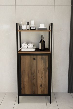 Kirli Çamaşır Sepeti Metal Ahşap Banyo Düzenleyici Kirli Sepeti Banyo Dolabı Organizer Banyo Rafı
