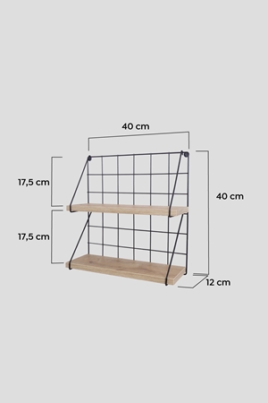 Metal Ahşap 2 Raflı Tel Duvar Rafı Banyo Duvar Rafı Organizer