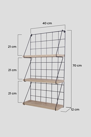 Metal Ahşap 3 Raflı Tel Duvar Rafı Banyo Duvar Rafı Organizer