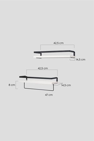 Banyo Rafı  Ahşap Metal Banyo Havluluk 2 Raflı Duvara Monte Sabunluk Beyaz