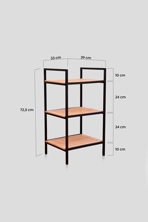 Metal Ahşap Dekoratif Ayakkabılık 3 Raflı Terliklik Çok Amaçlı Raf Komodin