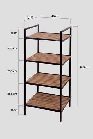 Mutfak Malzeme Dolabı Metal-Ahşap Organizer Dekoratif Çok Amaçlı Raf