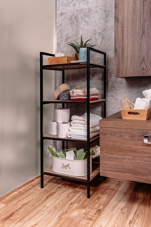 Ahşap Dekoratif Açık Banyo Dolabı Havluluk Sabunluk Çok Amaçlı Raf